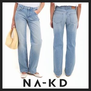 NA-KD Denim Women's Straight Mid Waist Jeans Size EU 38 (US 8) NEW with Tags